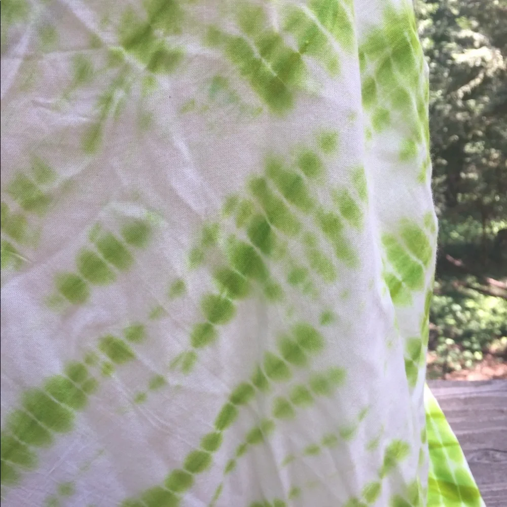 Ashley Stewart lime  green and white tie dyed tunic  mini dress - Picture 4 of 11